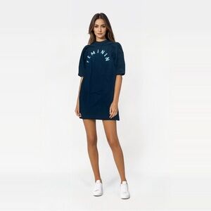 Silvian Heach Black Feminin Fleece T Shirt Dress 3/4 Sleeves